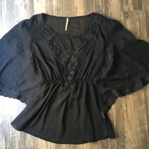 Free People sheer embroidered top